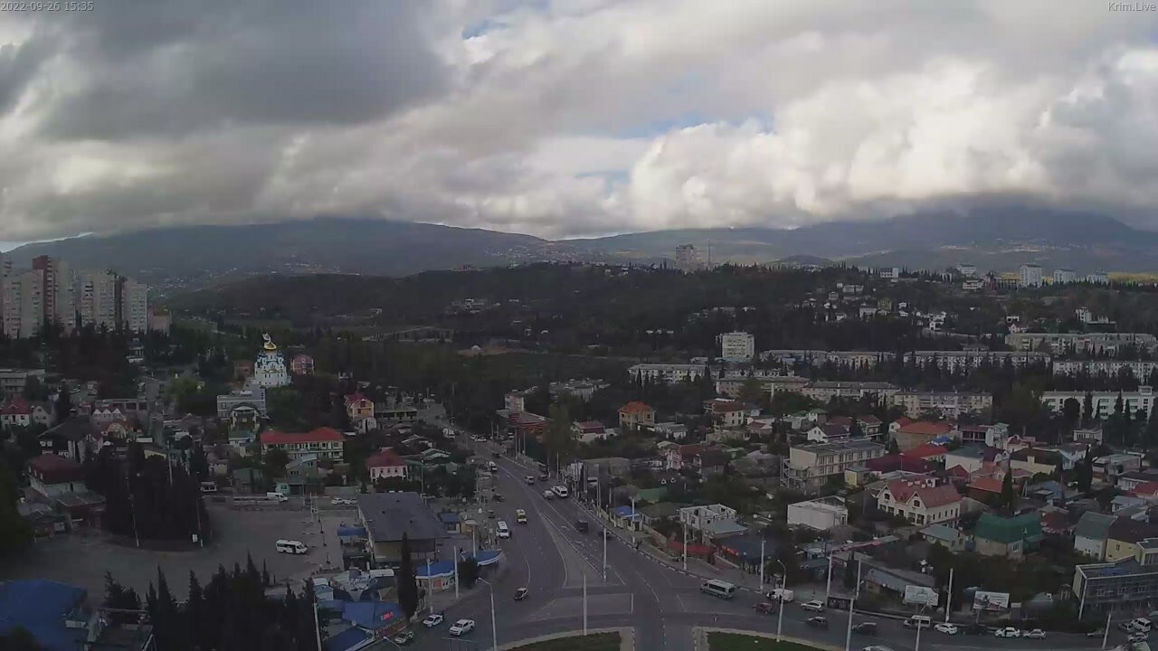 Алушта: вид на Чатыр-Даг и Демерджи